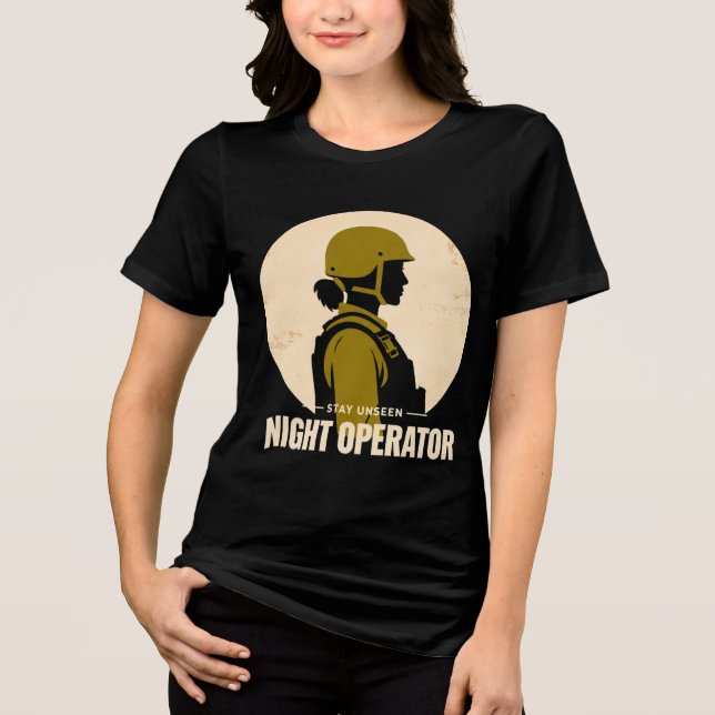 Camiseta Tática Feminina Vintage Night Operator (Frente)