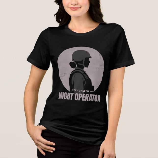 Camiseta Tática Feminina Vintage Night Operator (Frente)