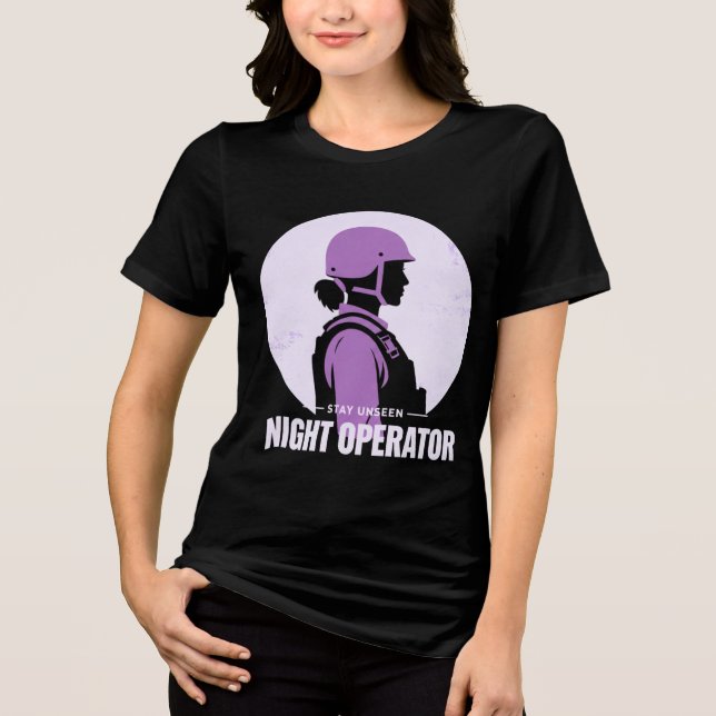 Camiseta Tática Feminina Vintage Night Operator (Frente)