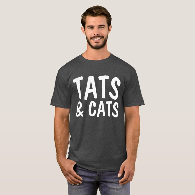 Camiseta TATOS E GATOS, AMANTES DE TATTO T-shirts DE Gato (Frente Completa)