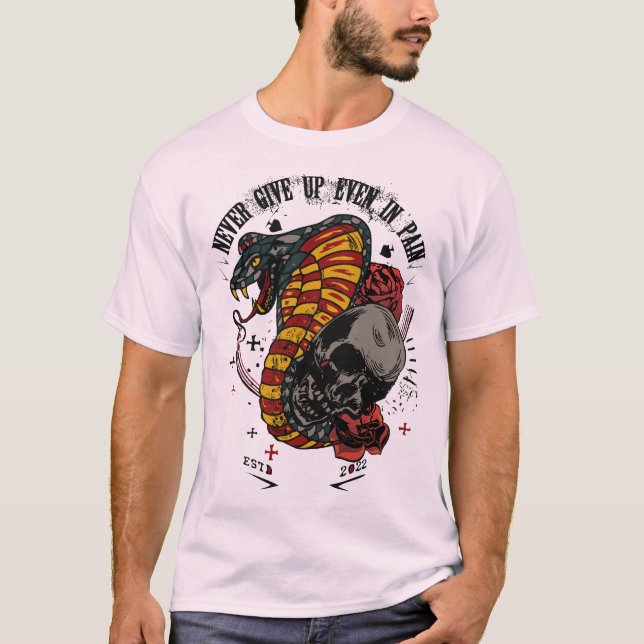 Camiseta tattoo cobra never give up serpent tete de mort cr (Frente)