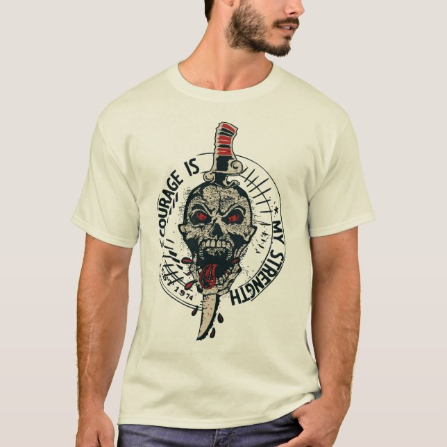 Camiseta tattoo courage is my strenght tete de mort crane c (Frente)