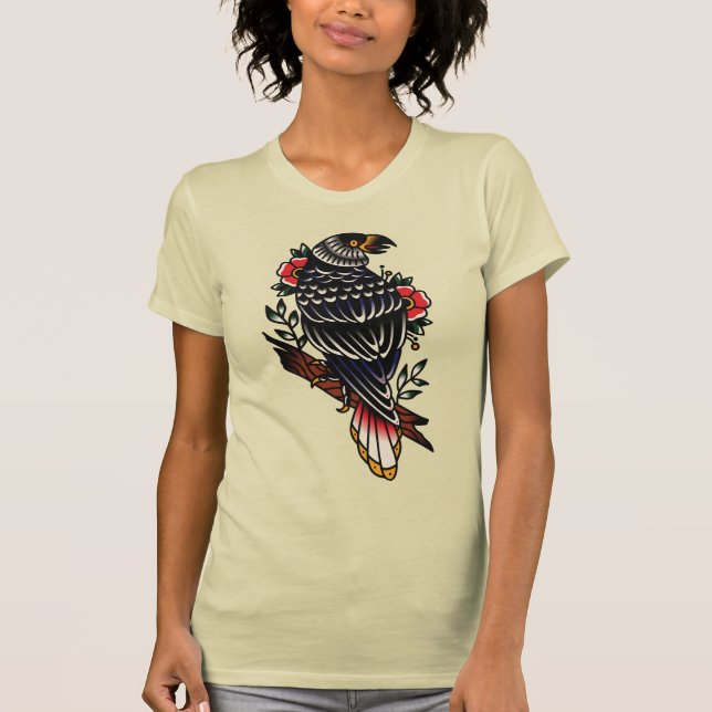 Camiseta Tattoo Design Graphic Raven Crow Old School (Frente)