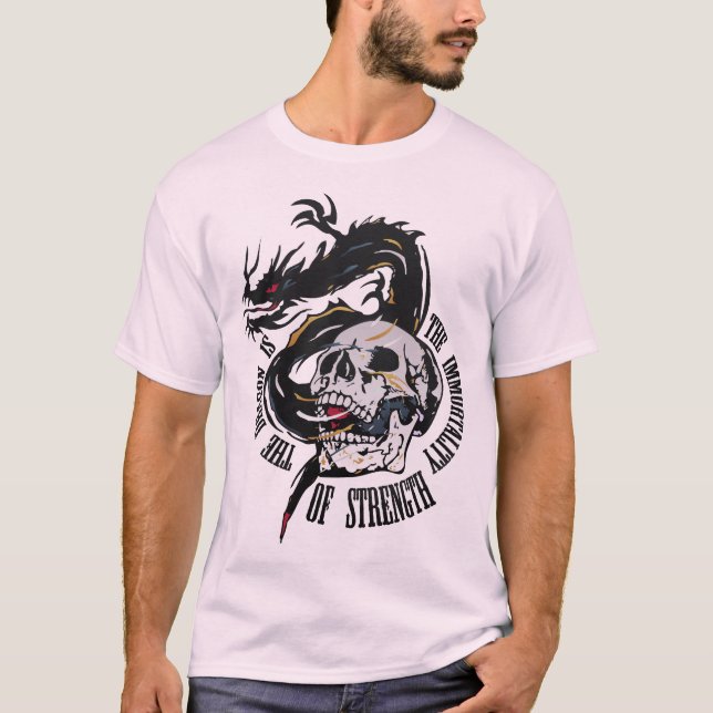 Camiseta tattoo dragon immortality strenght tete de mort cr (Frente)
