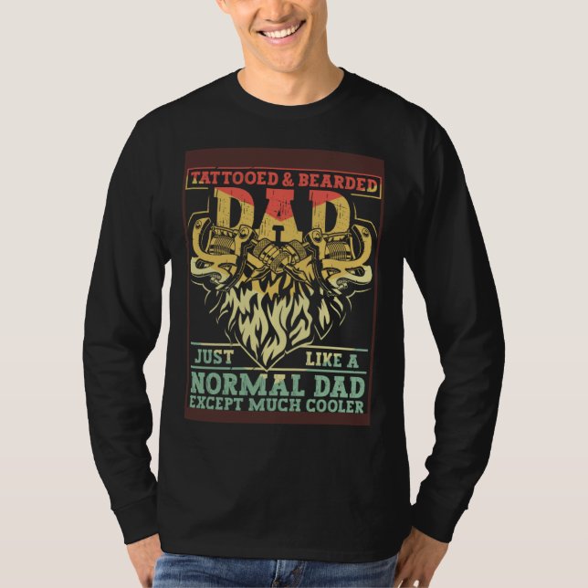Camiseta Tattooed & Bearded Dad Humor Funny Father's Day 2 (Frente)