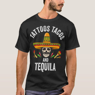 Camiseta Tattoos Tacos Tequila Meican Skull Cinco De Mayo