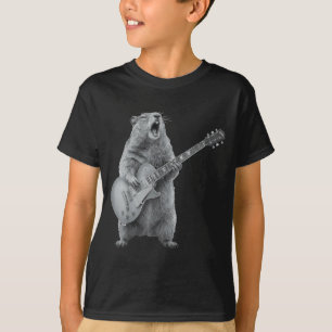 Camiseta Tatu-bola Tocando Violão Rock Feliz Dia do Tatu-bo