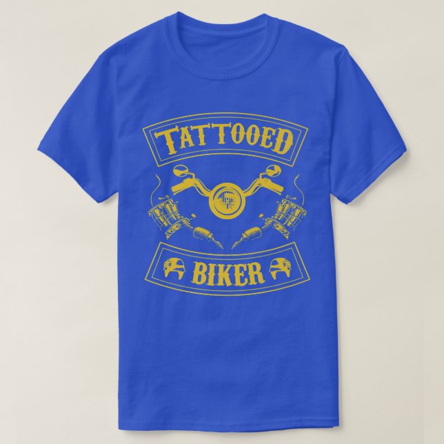 Camiseta Tatuado Biker Funny Inked Motorcycle Biker (Frente do Design)