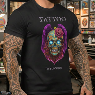 Camiseta Tatuador de Caveira Alada Loja de Tatuagem Profiss