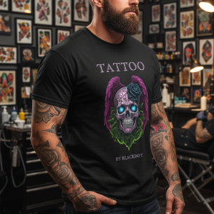 Camiseta Tatuador Profissional Loja de Tatuagem Caveira Ala