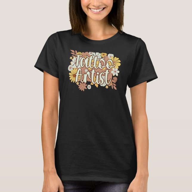 Camiseta Tatuador Tatuando Flores Tatuando Mestre (Frente)