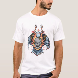 Camiseta Tatuagem antiga do crânio empoeirado