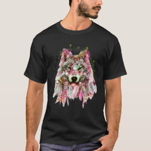 Camiseta Tatuagem Boêmia Tribal do Lobo Americano Nativo