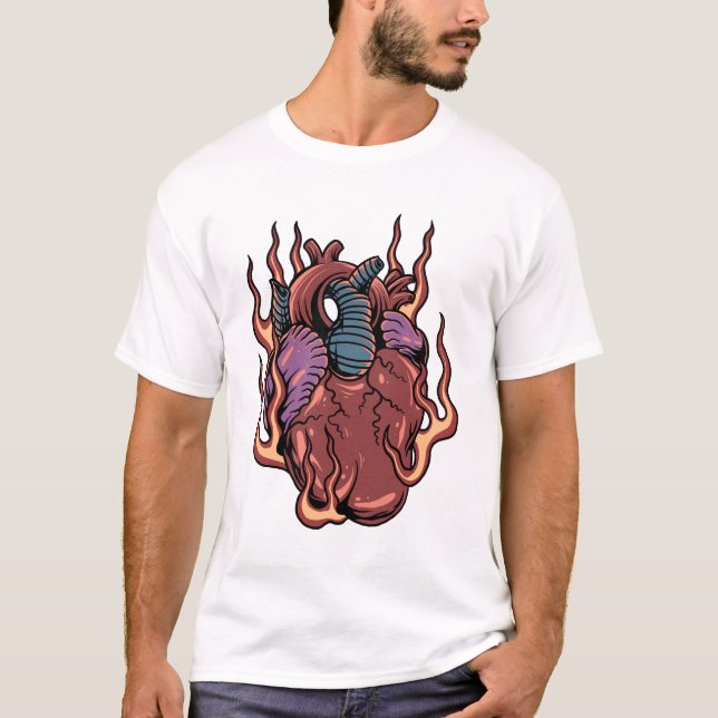 Camiseta Tatuagem cardíaca design (Frente)