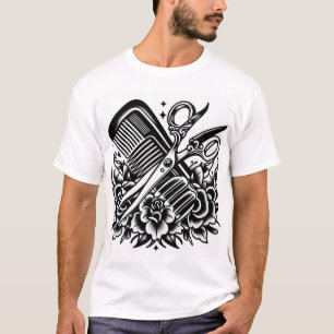 Camiseta Tatuagem Clássica Barber Flash
