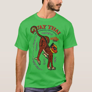 Camiseta Tatuagem Clássica de Macaco Tailandês Muay