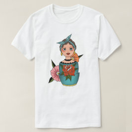 Camiseta Tatuagem da boneca de ninho retrô