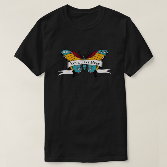 Camiseta Tatuagem da borboleta - Crie o seu (Frente do Design)