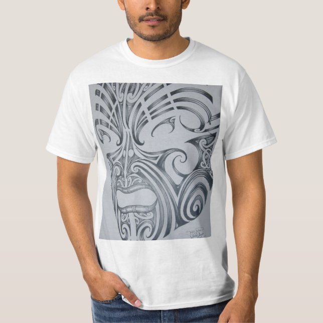 Camiseta Tatuagem da cara de Ta Moko.maori (Frente)