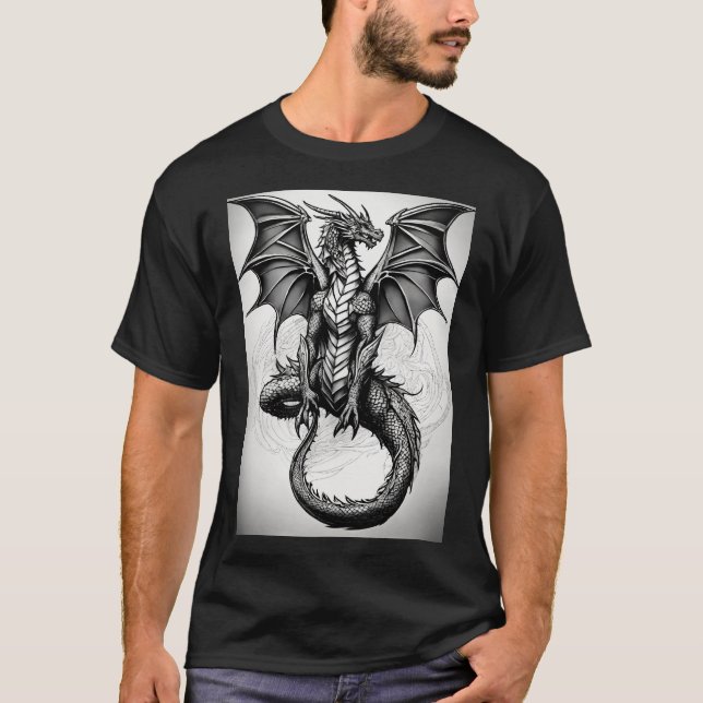 Camiseta Tatuagem de abstrato de cinza de galões, de  preto (Frente)
