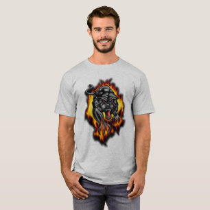 Camiseta Tatuagem de Animal Pantera Chamas,