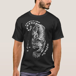 Camiseta Tatuagem de Arte Muay Thailand Sak Yant Tigre Kick