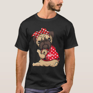 Camiseta Tatuagem de Cão Pug Eu Amo Mamãe