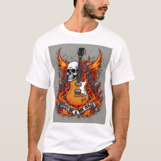 Camiseta Tatuagem de Caveira Rocha e Roll - Camisa-T - Crân