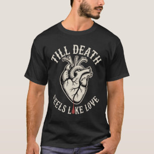 Camiseta Tatuagem de Coração Anatômico "Até a Morte"