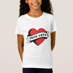 Camiseta Tatuagem de Coração do Amor Verdadeiro Design Cl