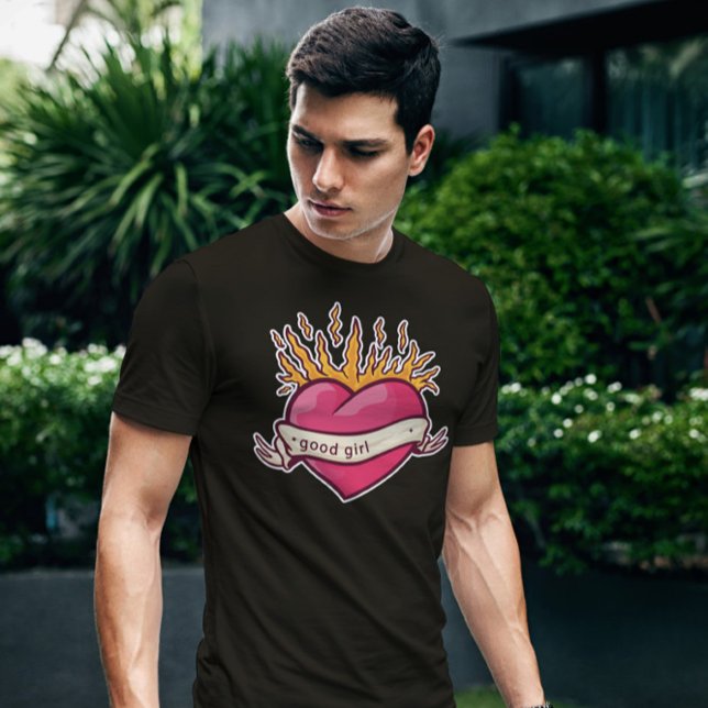 Camiseta Tatuagem de Coração em Fogo (Criador carregado)