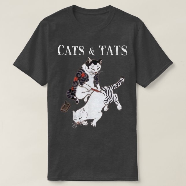 Camiseta Tatuagem de gatos e tatuagem de gato-t-shirt Tats, (Frente do Design)
