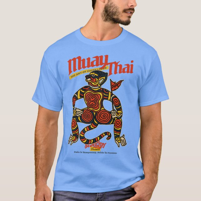 Camiseta Tatuagem de Macaco Muay Thai Dor é Temporária Orgu (Frente)
