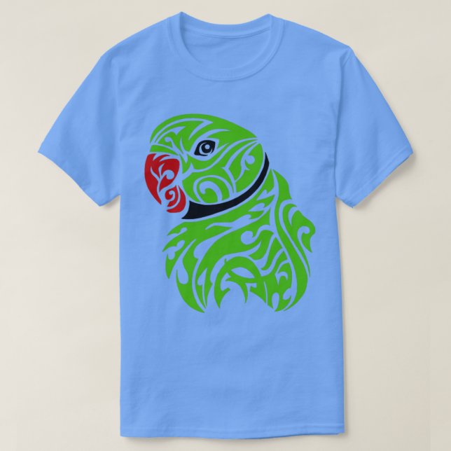 Camiseta Tatuagem de papagaio-do-pescoço (Frente do Design)