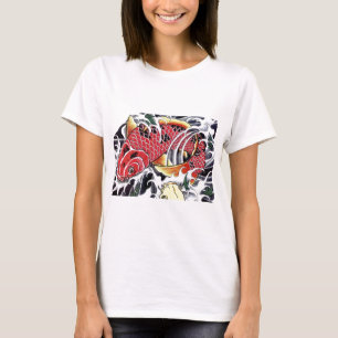 Camiseta Tatuagem de Peixe Koi Japonês