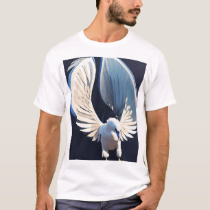 Camiseta Tatuagem de Pombo da Liberdade Ascendente Preto