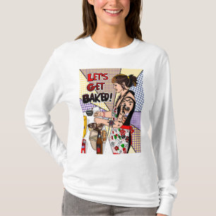 Camiseta Tatuagem de Pop de arte retrô - Lady Baking na coz