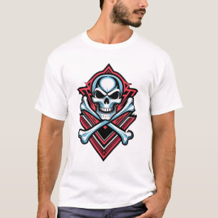 Camiseta Tatuagem de T-Shirt de Rock & Roll Skull & Crossbo