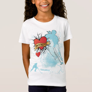 Camiseta Tatuagem do Coração de Hóquei das Meninas