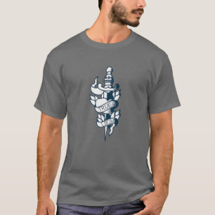 Camiseta Tatuagem do Coração do Dagger Náutico Vintage