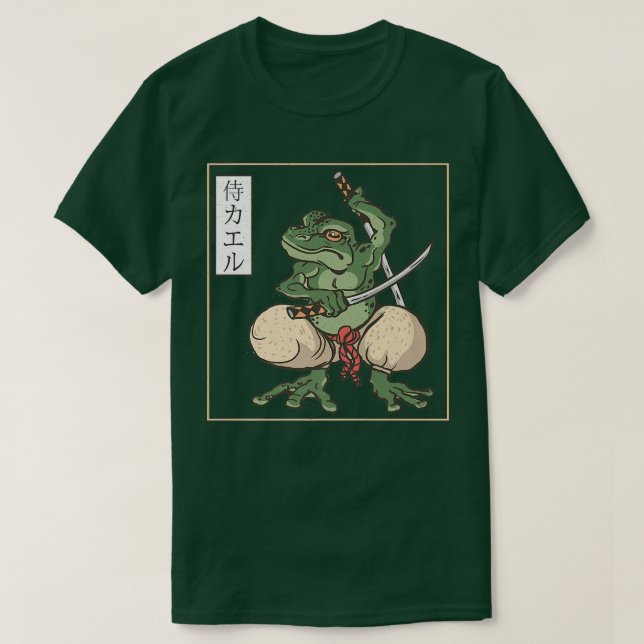 Camiseta Tatuagem do Sapo Samurai japonês (Frente do Design)