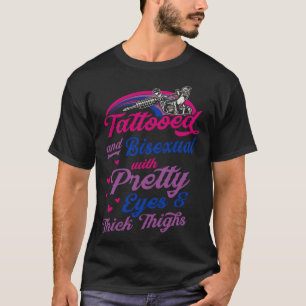 Camiseta Tatuagem E Bissexual Com Olhos Bonito E Espessa T