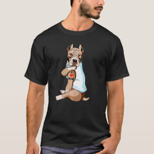 Camiseta Tatuagem Engraçada Eu Amo Mãe American Pit Bull Mã