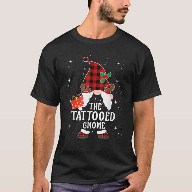 Camiseta Tatuagem Gnome Buffalo Xadrez Matching Family Chri (Frente)