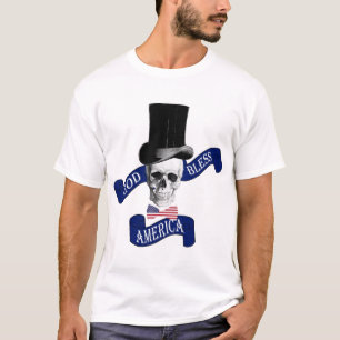 Camiseta Tatuagem gótico engraçado do crânio de América dos