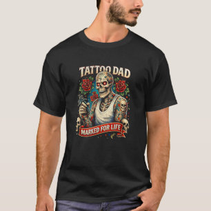Camiseta Tatuagem Pai Marcado para a Vida Caveira Artista d