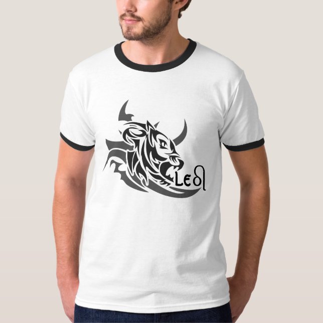 Camiseta Tatuagem Personalizada de Leão Tribal Leo. (Frente)