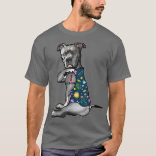 Camiseta Tatuagem Pitbull Eu Amo Dia de as mães Flor Da Vov