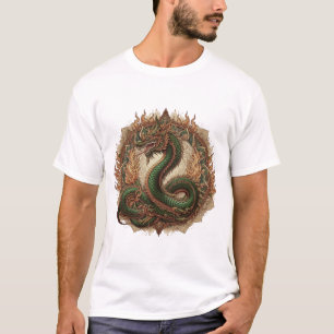 Camiseta Tatuagem Tailandesa de Naga para Poder e Proteção