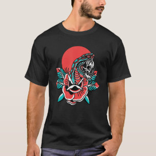 Camiseta Tatuagem Tradicional Americana Antiga Cobra